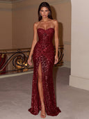 Isabella Strapless Sequin Prom Gown