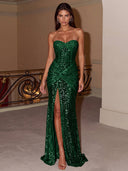 Isabella Strapless Sequin Prom Gown