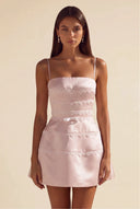 Ivy Satin Tiered Lace Mini Dress