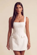 Thea Tweed Corset Square Neck Mini Party Dress