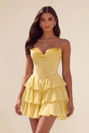 Ivy Strapless Corset Tiered Ruffle Mini Dress