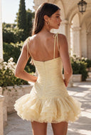 Marigold Multi-Tiered Ruffled Mini Party Dress