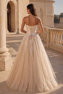 Liora Glitter Tulle Strapless Prom Gown