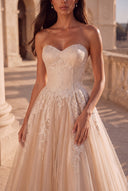 Liora Glitter Tulle Strapless Prom Gown