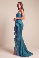 Celestia Mermaid Ruffle High Front Slit Maxi Dress