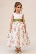 Sophia Floral Organza Tea-Length Flower Girl Dress