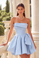 Marigold Strapless Satin Mini Homecoming Dress