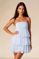Liora Strapless Tiered Tulle Homecoming Dress