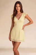 Valeria Lace Trim Flutter Sleeve Mini Dress