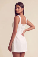 Thea Tweed Corset Square Neck Mini Party Dress