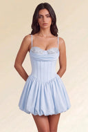 Aurora Beaded Puff Corset Mini Dress