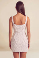 Valeria Square Neck Beaded Lace Mini Dress