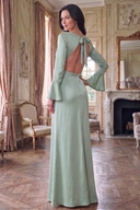 Sienna Satin Bell-Sleeve Floor-Length Bow-Back Mother of the Bride Dress