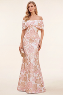 Lucinda Off Shoulder Jacquard Mother of the Bride Gown