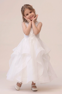 Aria Ruffle Tea-Length Flower Girl Dress