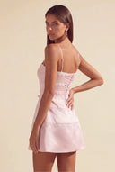 Ivy Satin Tiered Lace Mini Dress