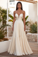 Cassiopeia Strapless Pleated Evening Dress