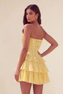 Ivy Strapless Corset Tiered Ruffle Mini Dress