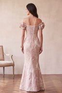 Valeria Metallic Floral Brocade Mother of the Bride Dress