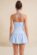 Hattie Halter Ruched Bubble Hem Mini Dress
