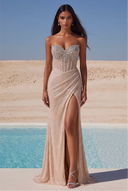 Isabella Strapless Beaded Corset Prom Gown