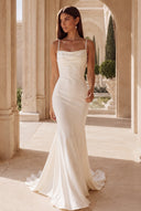 Valeria Cowl Neck Satin Mermaid Wedding Dress