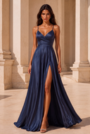 Clara Satin Spaghetti Strap Prom Dress