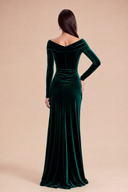 Marlowe Velvet Off-Shoulder Ruched Bridesmaid Dress