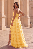 Cassiopeia Strapless Tiered Chiffon Prom Dress