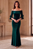 Graceful Off-Shoulder Velvet Mother-of-the-Bride Mermaid Gown