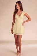 Valeria Lace Trim Flutter Sleeve Mini Dress