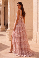 Valeria Lace Tiered Corset Prom Gown