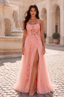 Rosalind Spaghetti Strap Floral Tulle Prom Gown