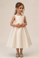 Lucinda Ivory Satin Flower Girl Dress