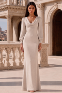 Liliana Chiffon Cowl Neck Puff Sleeve Bridesmaid Dress
