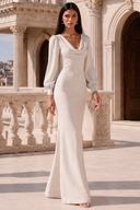 Liliana Chiffon Cowl Neck Puff Sleeve Bridesmaid Dress