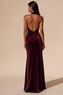 Colette Velvet Halter Backless Bridesmaid Dress