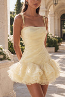Marigold Multi-Tiered Ruffled Mini Party Dress