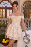 Elowen Floral Jacquard Off Shoulder Mini Dress