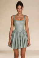 Elowen Glitter Square Neck Homecoming Mini Dress