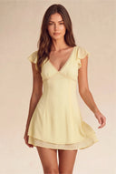 Valeria Lace Trim Flutter Sleeve Mini Dress