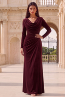 Annalise Cowl Neck Long Sleeve Velvet Bridesmaid Dress