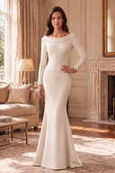 Daphne Fold-Over Off-Shoulder Mermaid Mother-of-the-Bride Gown