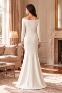 Daphne Fold-Over Off-Shoulder Mermaid Mother-of-the-Bride Gown