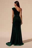 Amara Ruched One-Shoulder Velvet Bridesmaid Dress