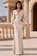 Liliana Chiffon Cowl Neck Puff Sleeve Bridesmaid Dress