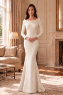 Daphne Fold-Over Off-Shoulder Mermaid Mother-of-the-Bride Gown