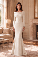 Daphne Fold-Over Off-Shoulder Mermaid Mother-of-the-Bride Gown