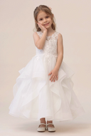 Aria Ruffle Tea-Length Flower Girl Dress