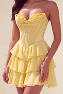 Ivy Strapless Corset Tiered Ruffle Mini Dress